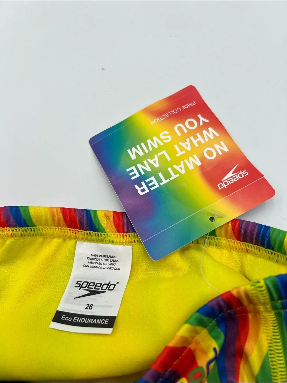 Speedo Endurance racer swimming brief shorts pride rainbow LGBT swim men new 26
